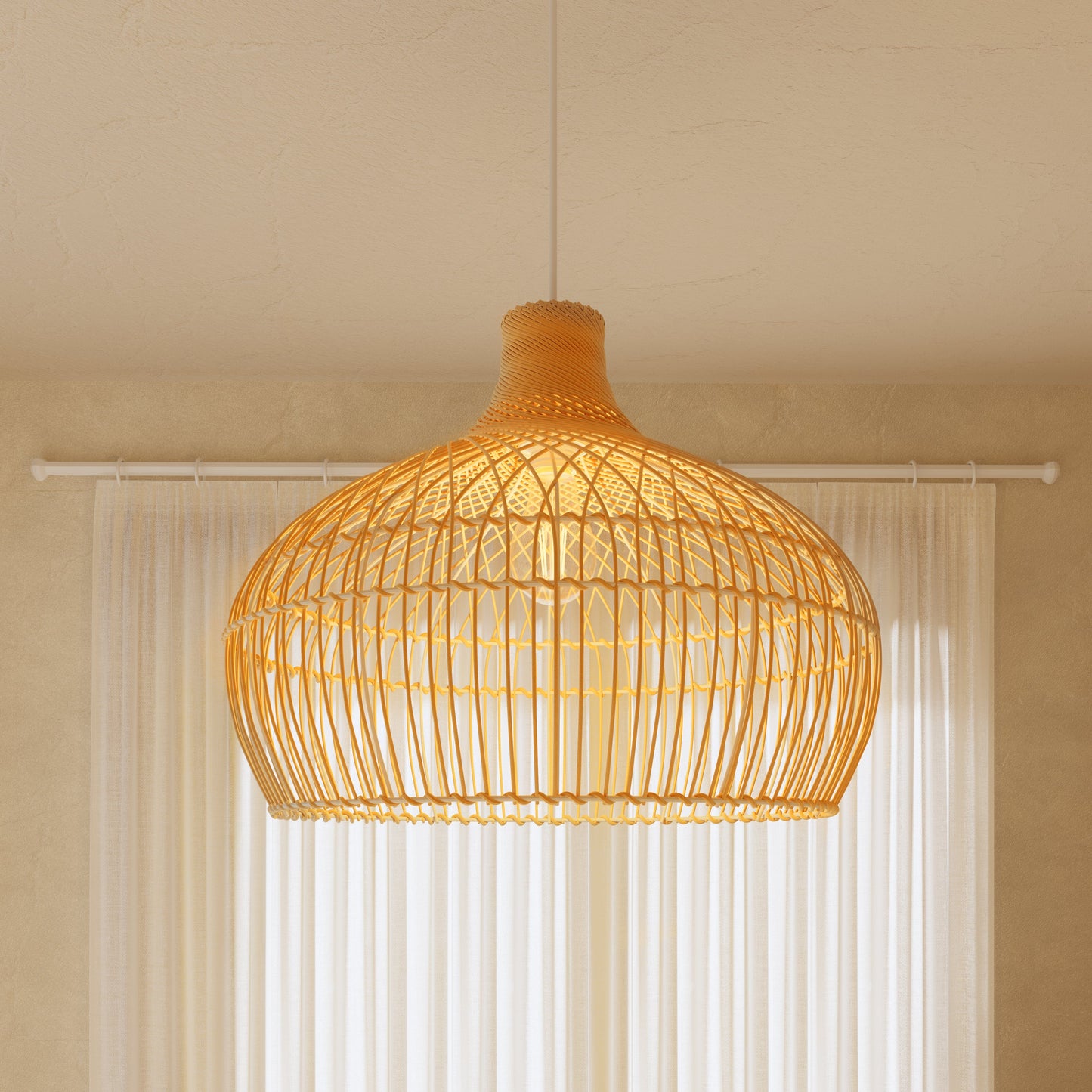Lightsin Handwoven Gourd Shaped Rattan Pendant Light Lightsin UK 1 Unit 
