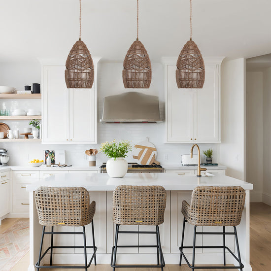 Living Nest UK Handwoven Rattan Bell Pendant Light for Dining Room Decor Living Nest UK