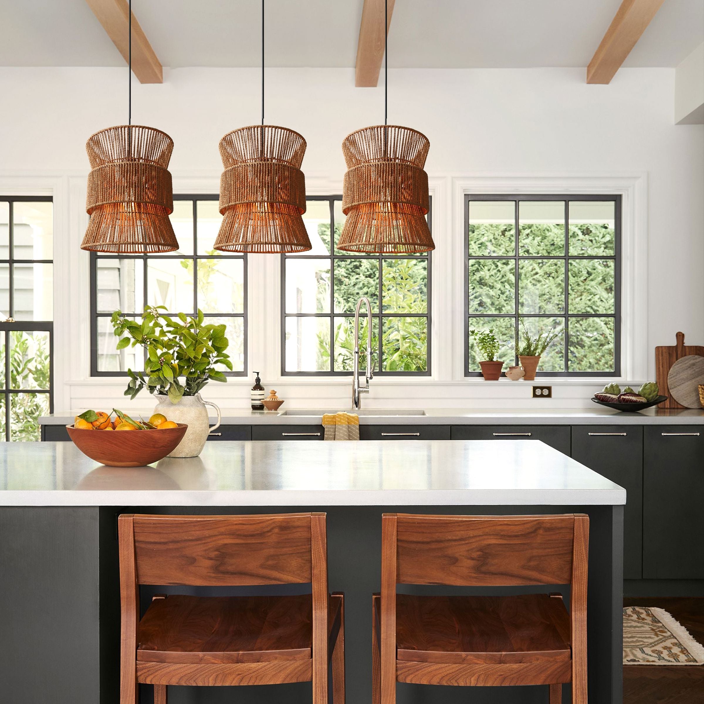 Living Nest UK Artisanal Handwoven Eco-Friendly Circular Pendant Light Living Nest UK