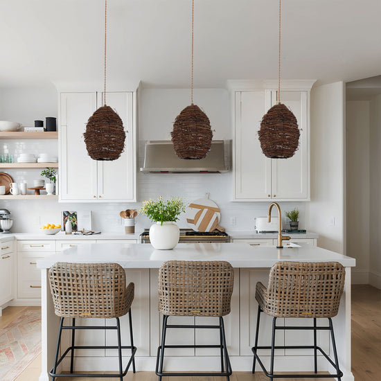 Living Nest UK Handcrafted Rustic Woven Rattan and Iron Pendant Light Living Nest UK