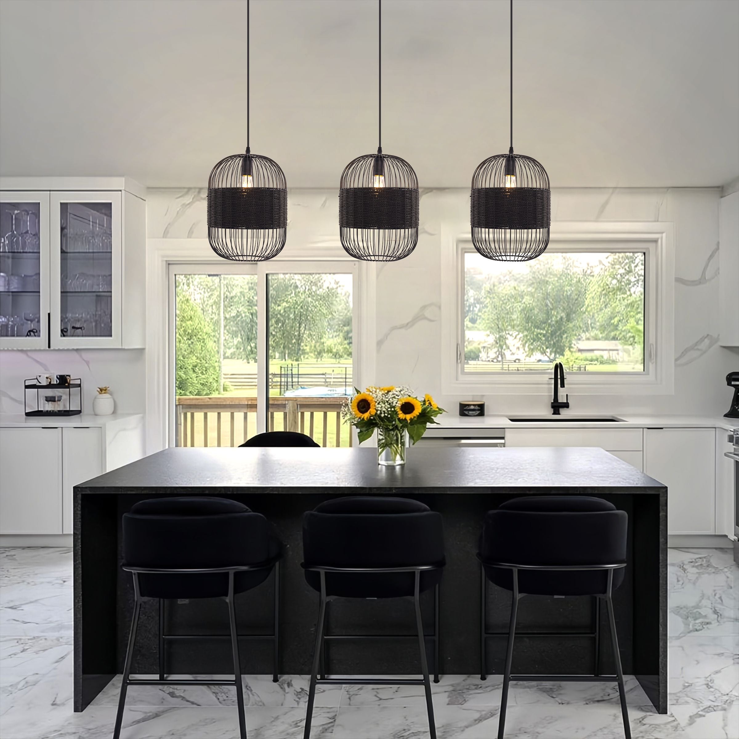 Lightsin Black Handcrafted Pendant Light Industrial Rattan Design for Home D¨¦cor Lightsin UK 