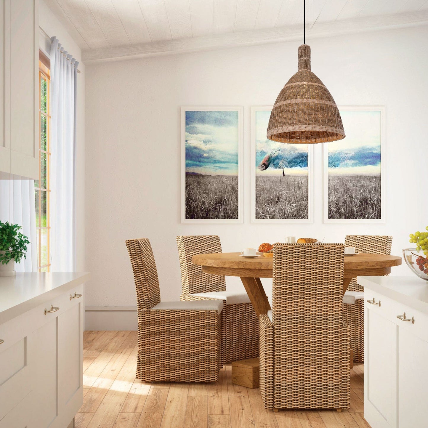Living Nest UK Natural Woven Grass Dome Pendant Light for Cozy Interiors Living Nest UK