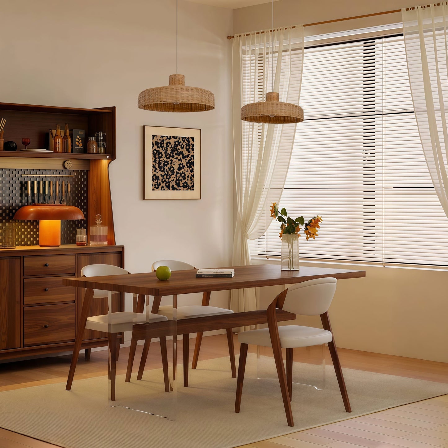 Lightsin Flat Teapot-Shaped Japanese Rattan Pendant Light – Natural Elegance Lightsin UK 