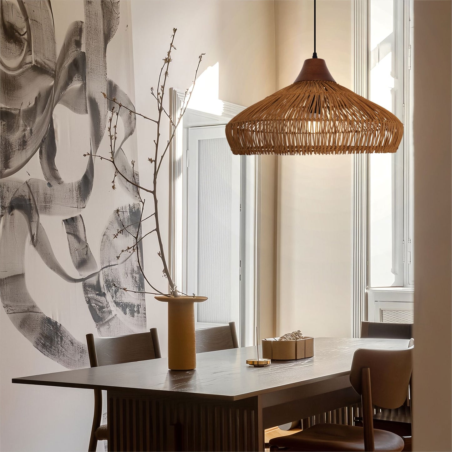 Living Nest UK Bell-Shaped Handcrafted Bamboo Kitchen Pendant Lighting Living Nest UK 50 cm Dia ¡Á27 cm H