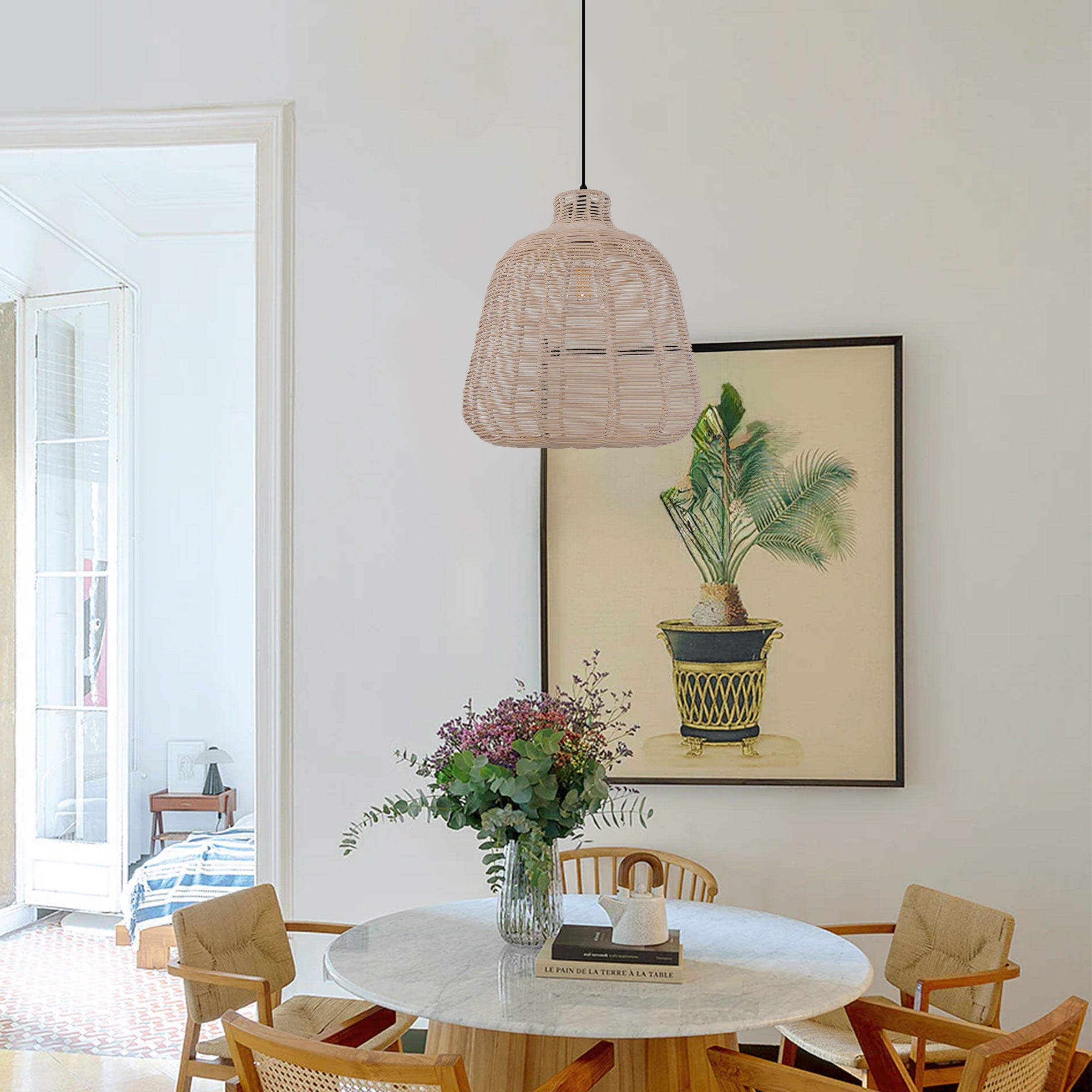 Living Nest UK Natural Rattan Woven Pendant Light for Warm Ambient Lighting Living Nest UK