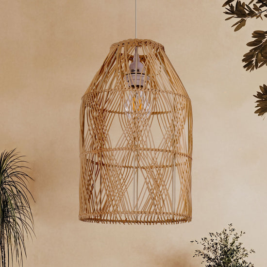Lightsin Handwoven Rattan Pendant Light with Criss-Cross Pattern Lightsin UK 1 Unit 
