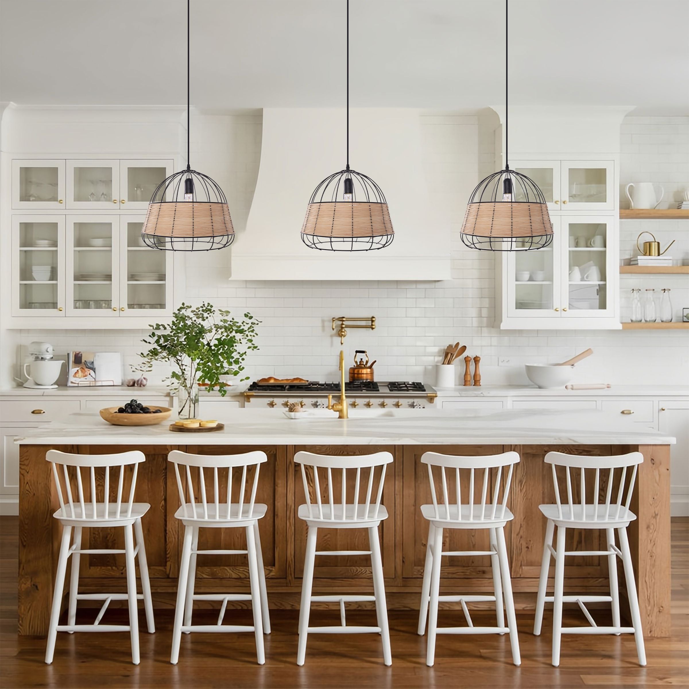 Rustic Dining Room Woven Rattan Paper Rope Iron Chandelier for Kitchen Aisle Reading Corner Living and Home