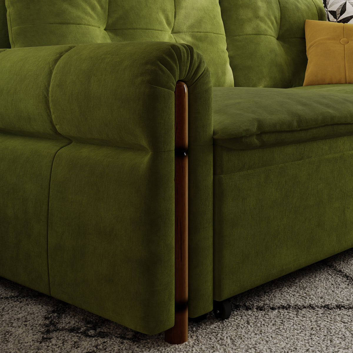 Vintage Pet Friendly Bamboo Design Sofa Bed with Storage