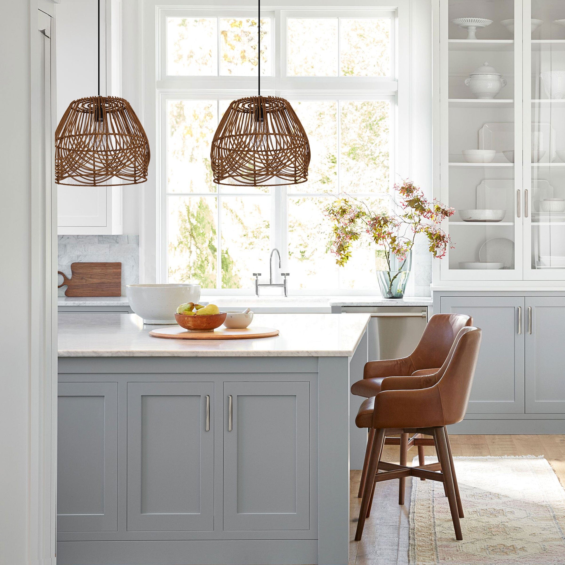 Living Nest UK Rustic Woven Rattan Pendant Light for Living Spaces Living Nest UK