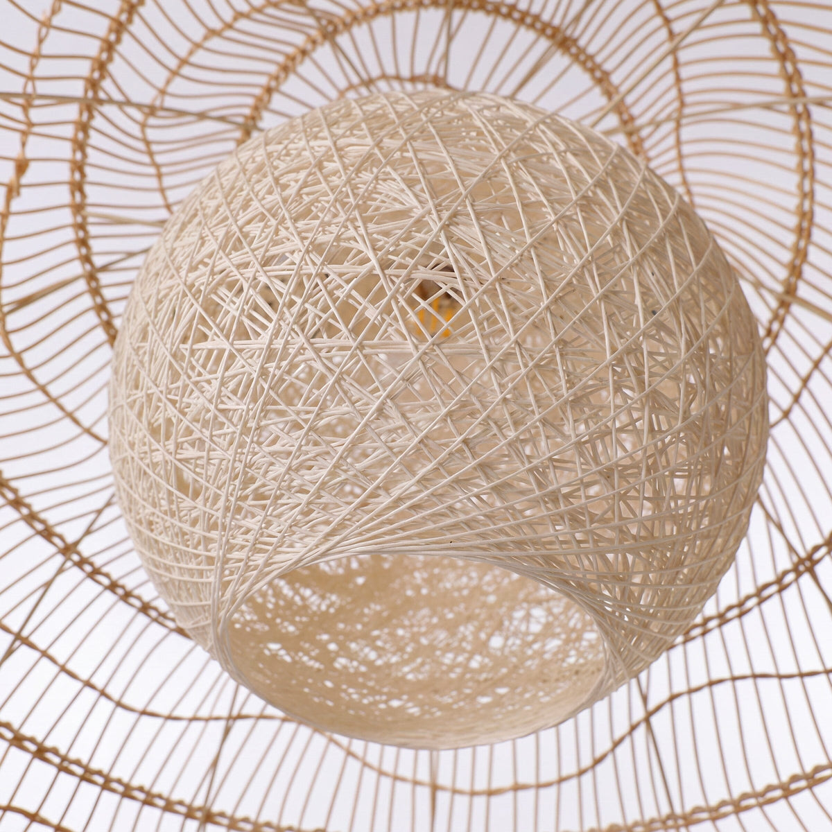 Lightsin Natural Rattan Pendant Light with Optional Woven Inner Sphere Lightsin UK