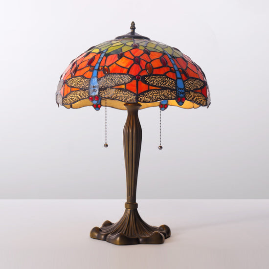 Living Nest UK Tiffany Table Lamp | Handcrafted Stained Glass Dragonfly Series Blue Dragonfly Living Nest UK