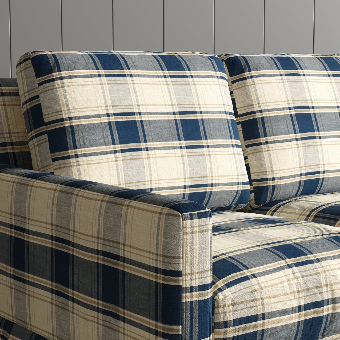 Country Check Sofa with Removable Skirted Covers