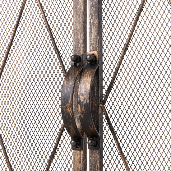 Triple-Fold Iron Fireplace Screen Antique Copper Powder Coated – 127x13x81cm
