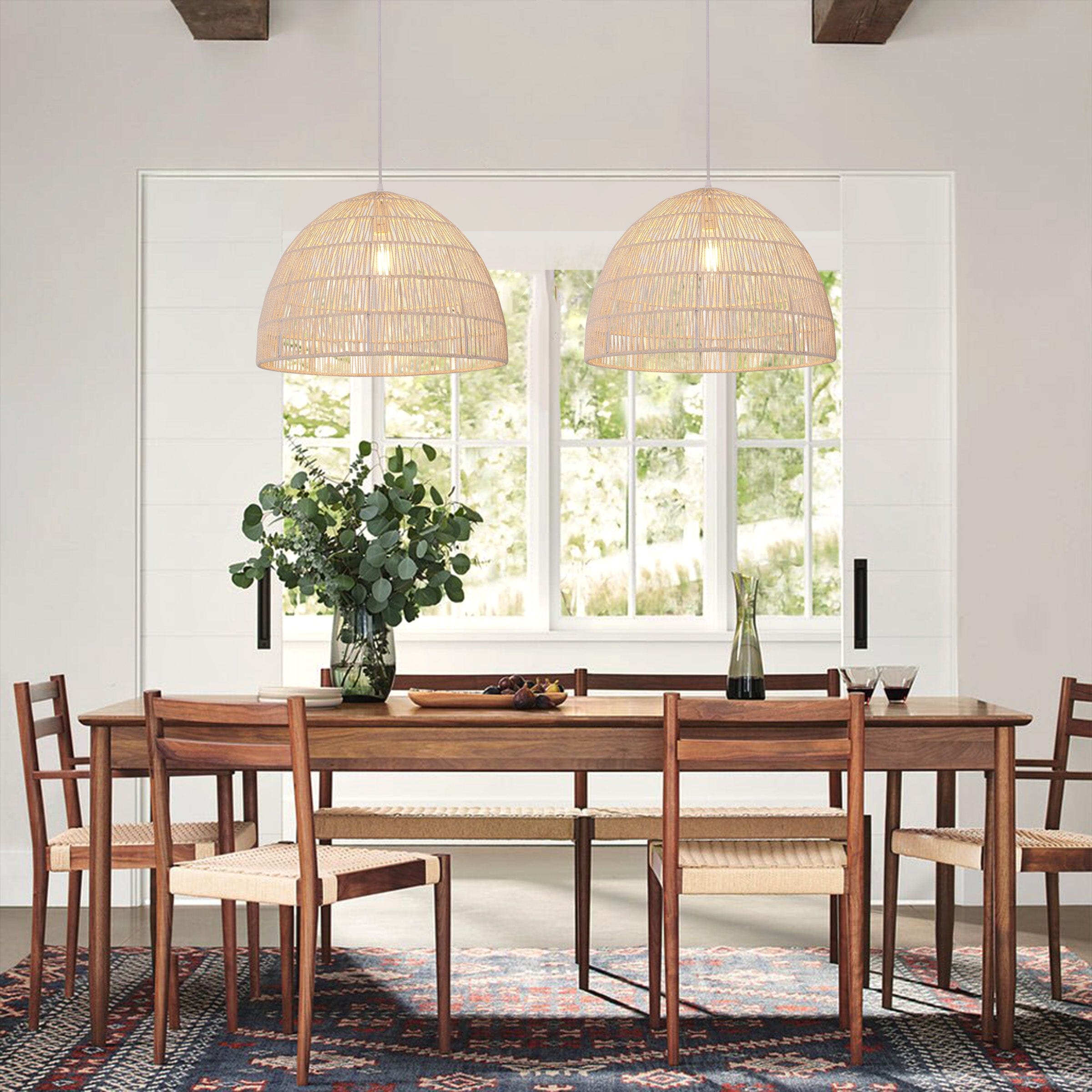 Living Nest UK Handwoven Paper Rope Dome Pendant Light with Iron Frame Living Nest UK