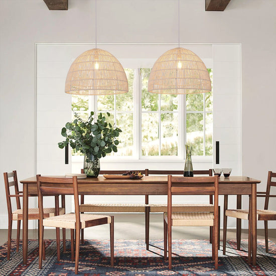 Living Nest UK Handwoven Paper Rope Dome Pendant Light with Iron Frame Living Nest UK