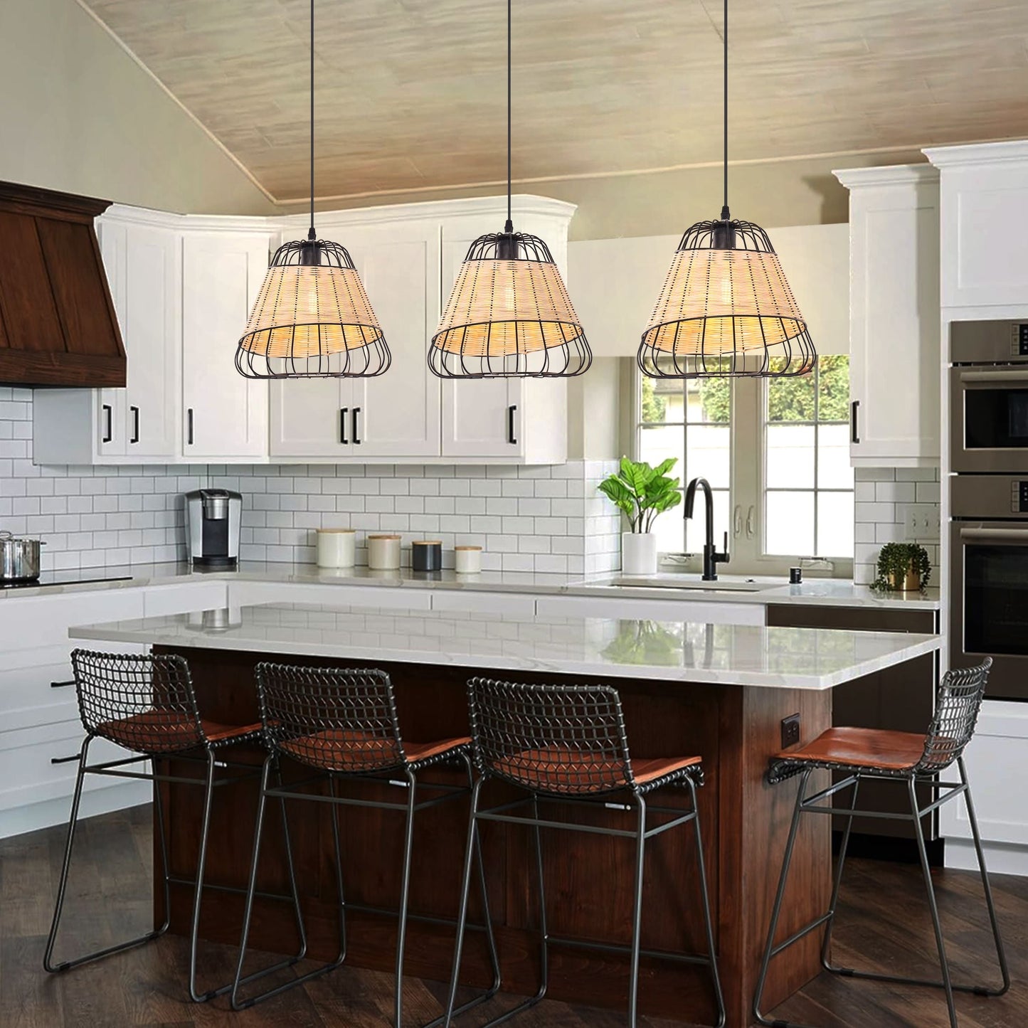 Living Nest UK Bell-Shaped Rattan Pendant Light for Timeless Rustic Elegance Living Nest UK