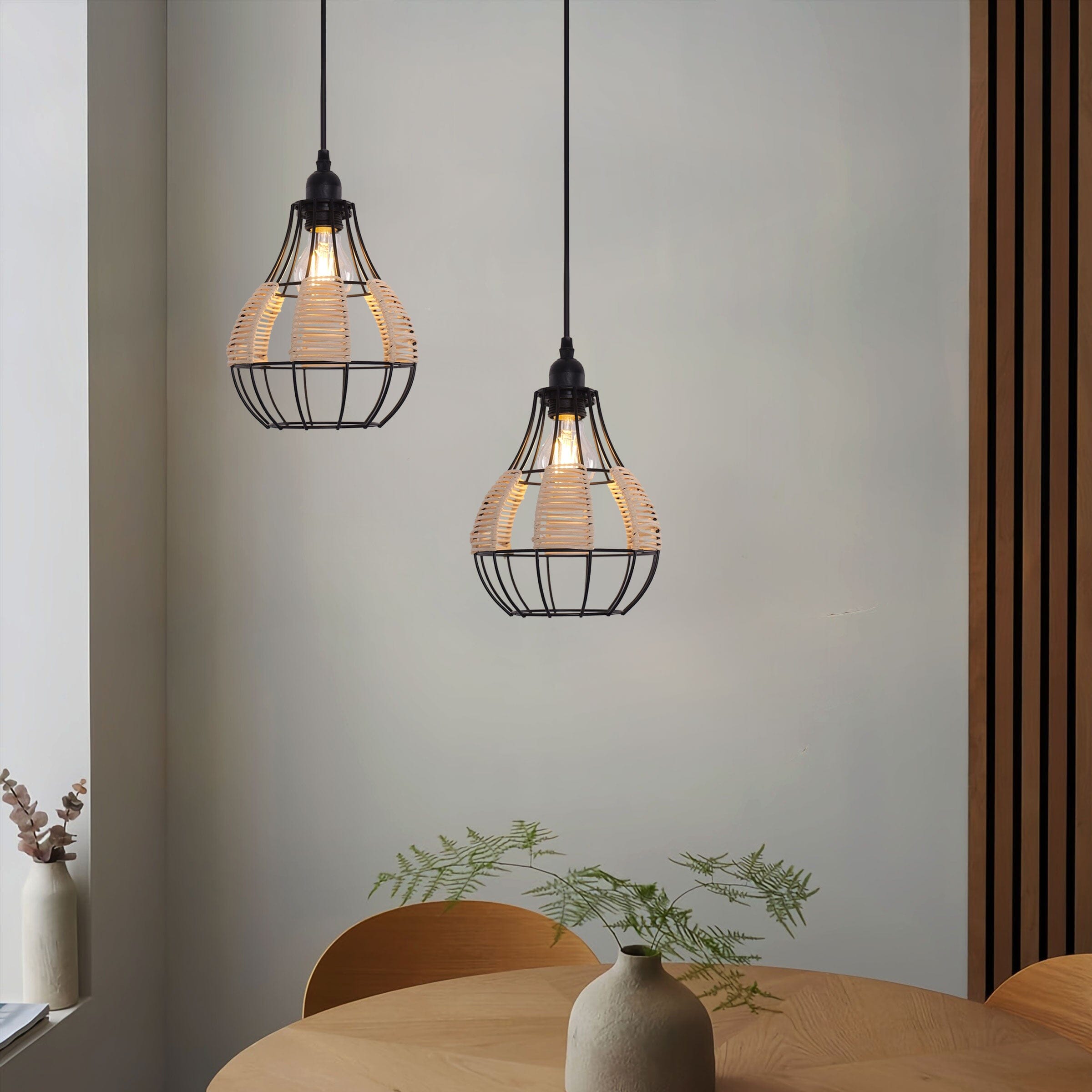 Rustic Dining Room Woven Rattan Paper Rope Iron Chandelier for Kitchen Aisle Reading Corner Living and Home