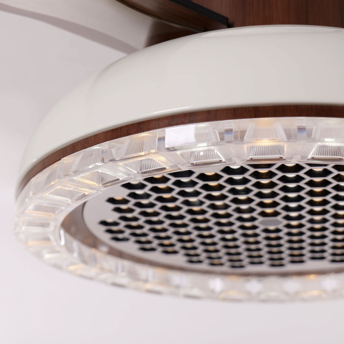 36 inch reversible ceiling fan with LED light installed in a living room
