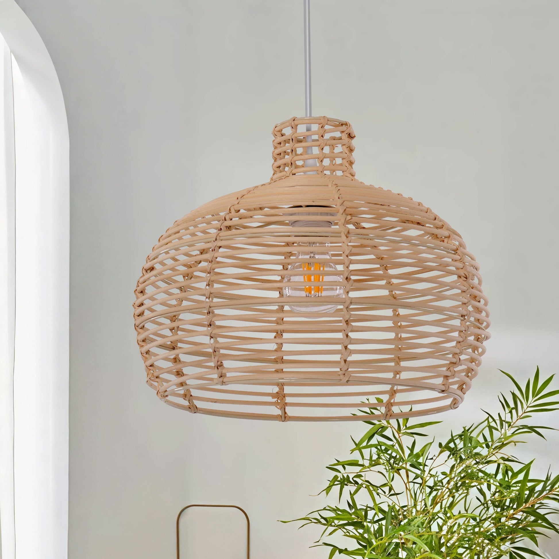 Lightsin Lightweight Open Weave Rattan Ceiling Light Lightsin UK 1 Unit 