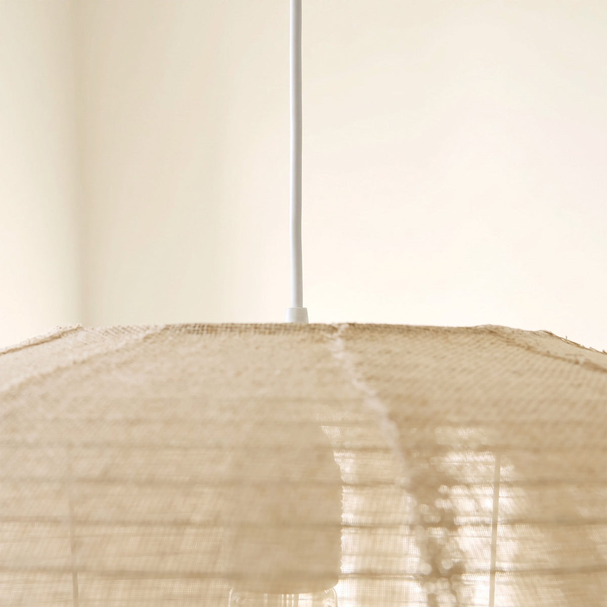 Wabi-Sabi Linen Spherical Pendant Light for Bedroom, Dining Room & Boho Interiors