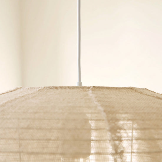 Wabi-Sabi Linen Spherical Pendant Light for Bedroom, Dining Room & Boho Interiors