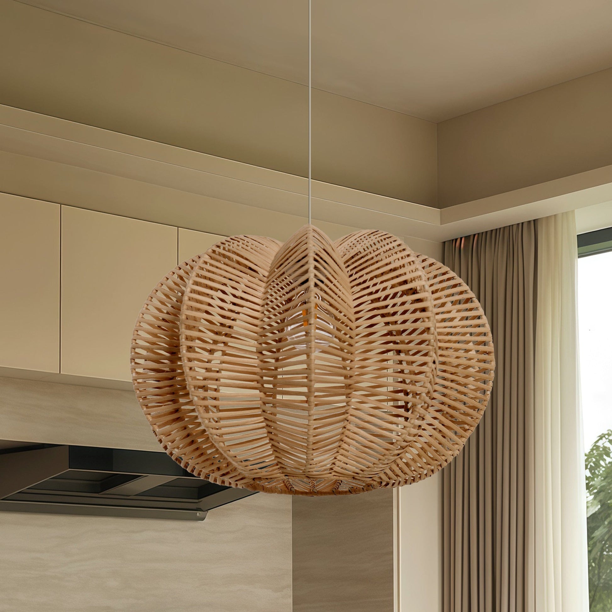 Lightsin Scandinavian Round Rattan Hanging Lamp Lightsin UK 1 Unit 