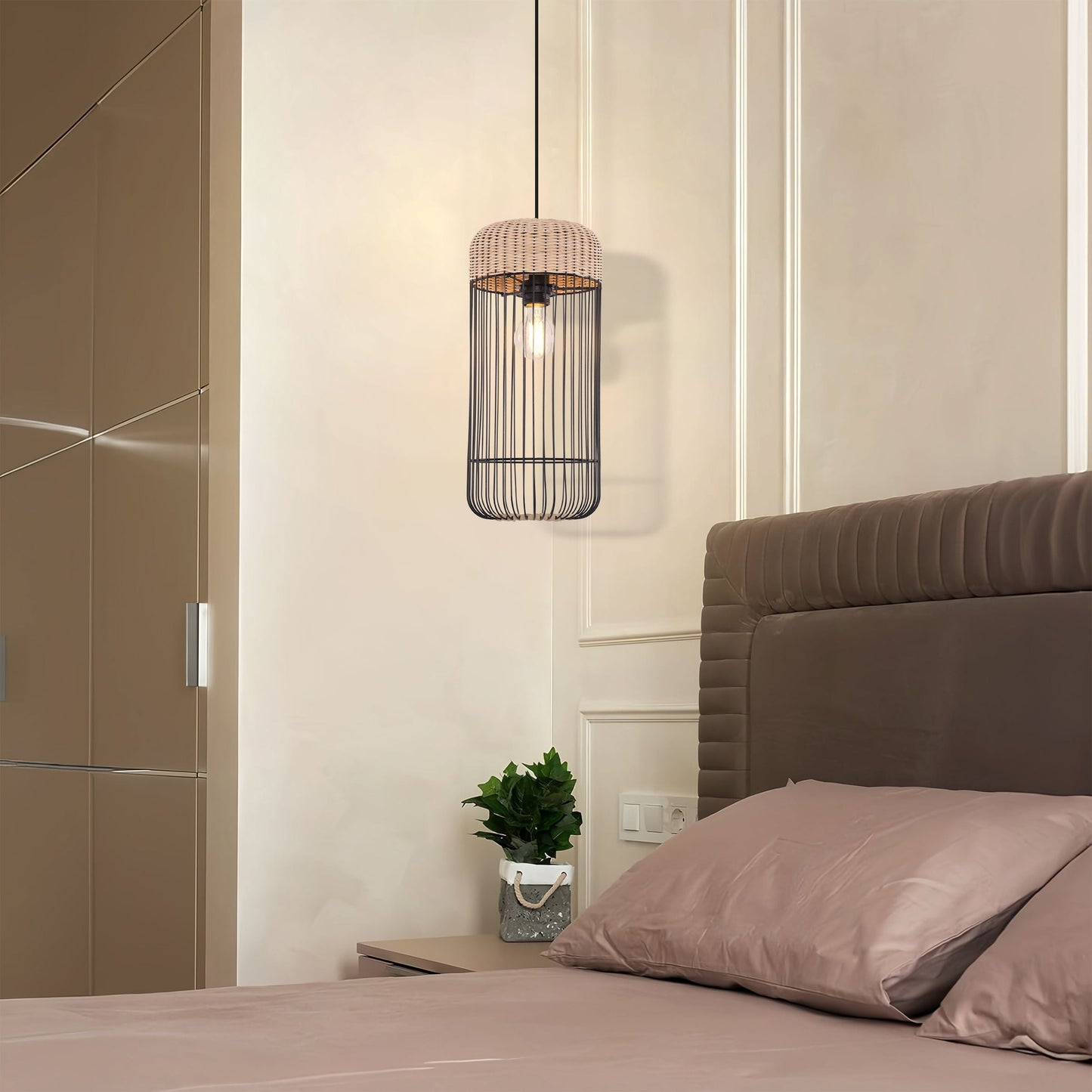 Lightsin Woven Rattan Cylinder Pendant Light for Warm and Inviting Spaces Lightsin UK 