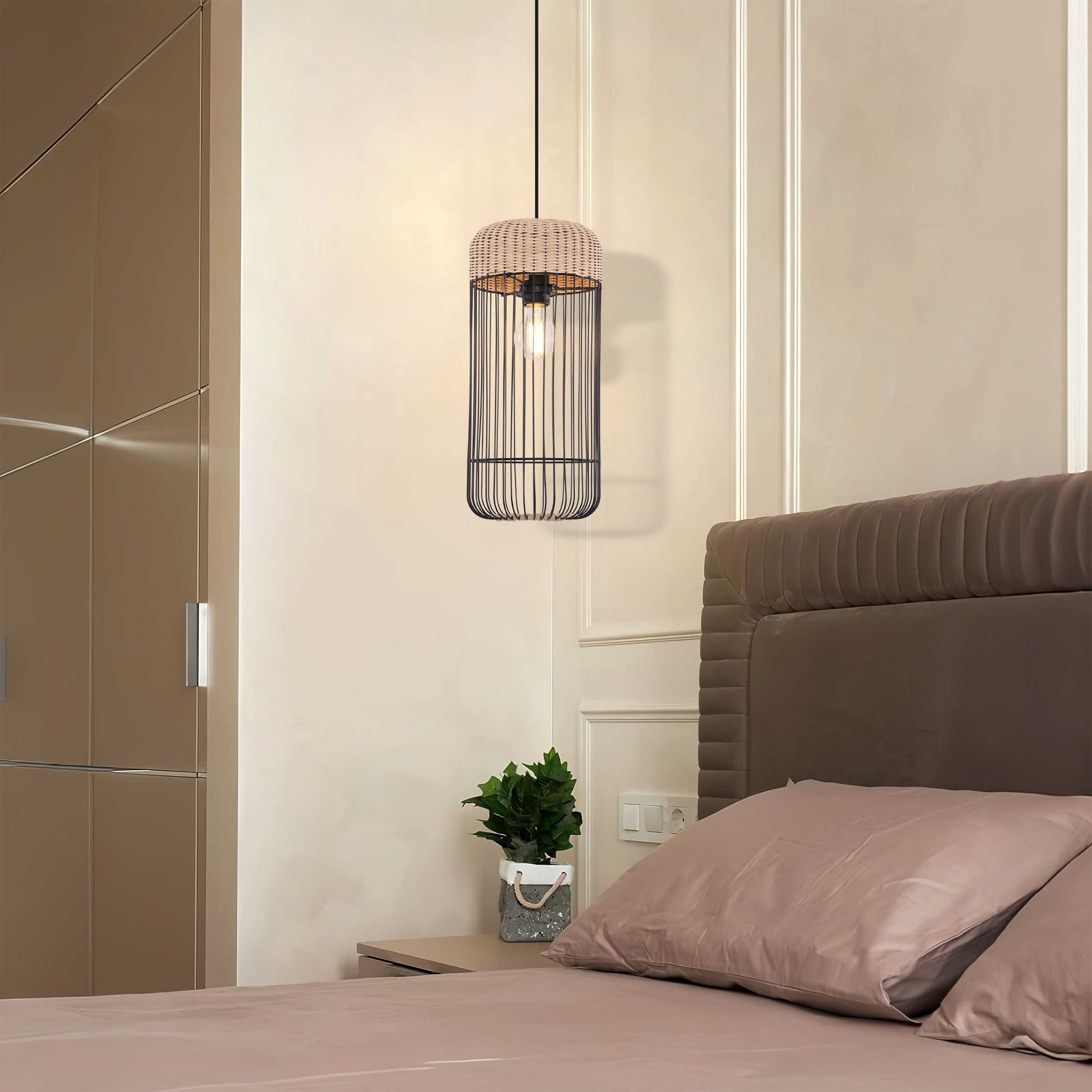 Lightsin Woven Rattan Cylinder Pendant Light for Warm and Inviting Spaces Lightsin UK 