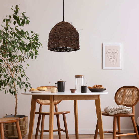 Living Nest UK Rustic Woven Rattan Dome Pendant Light for Cozy Interiors Living Nest UK