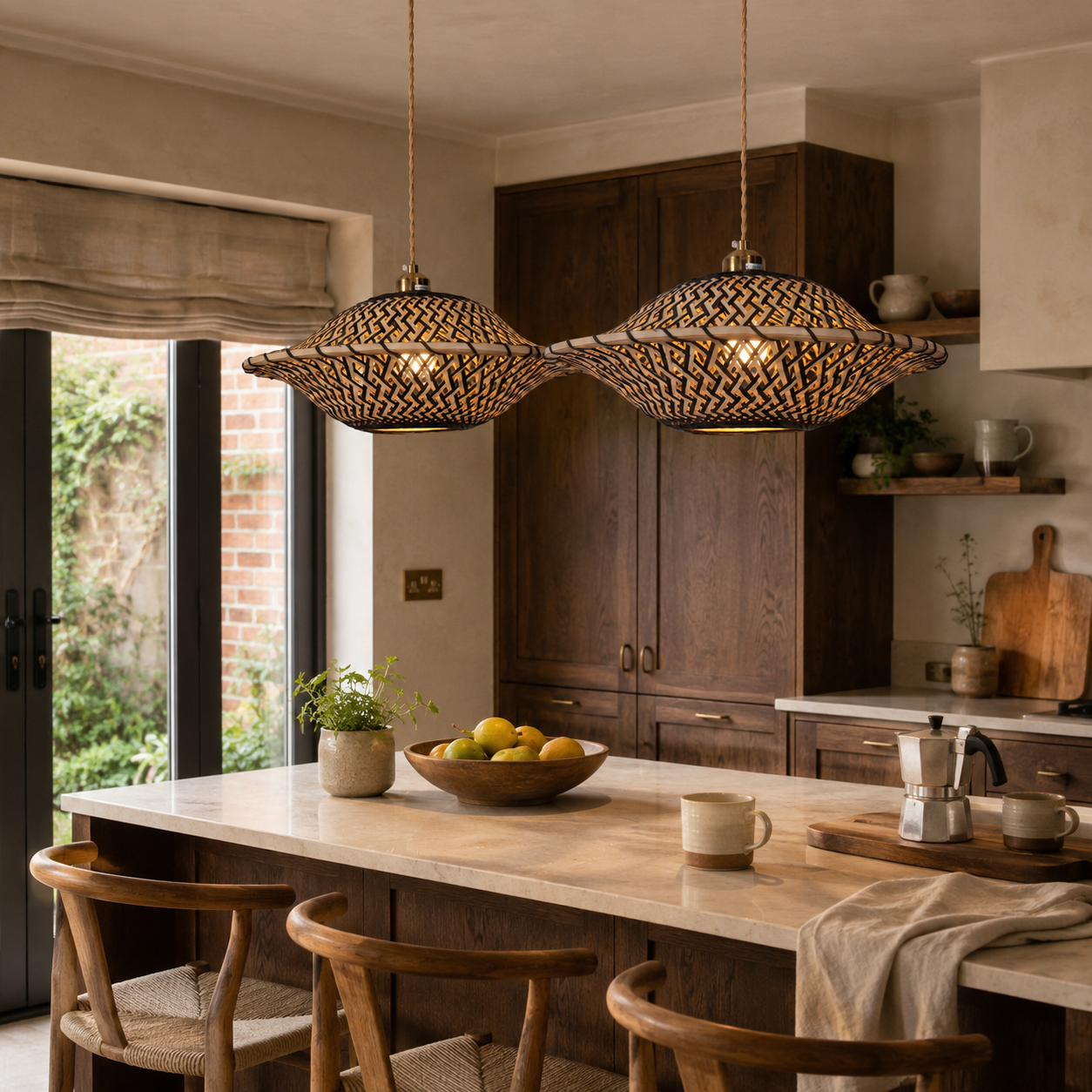 Handcrafted Elegant Natural Black Bamboo Pendant Light
