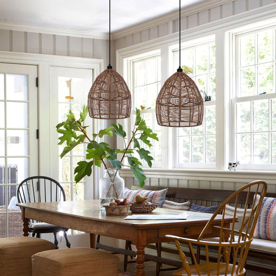 Living Nest UK Bohemian Woven Rattan Pendant Light Wicker Ceiling Fixture Living Nest UK