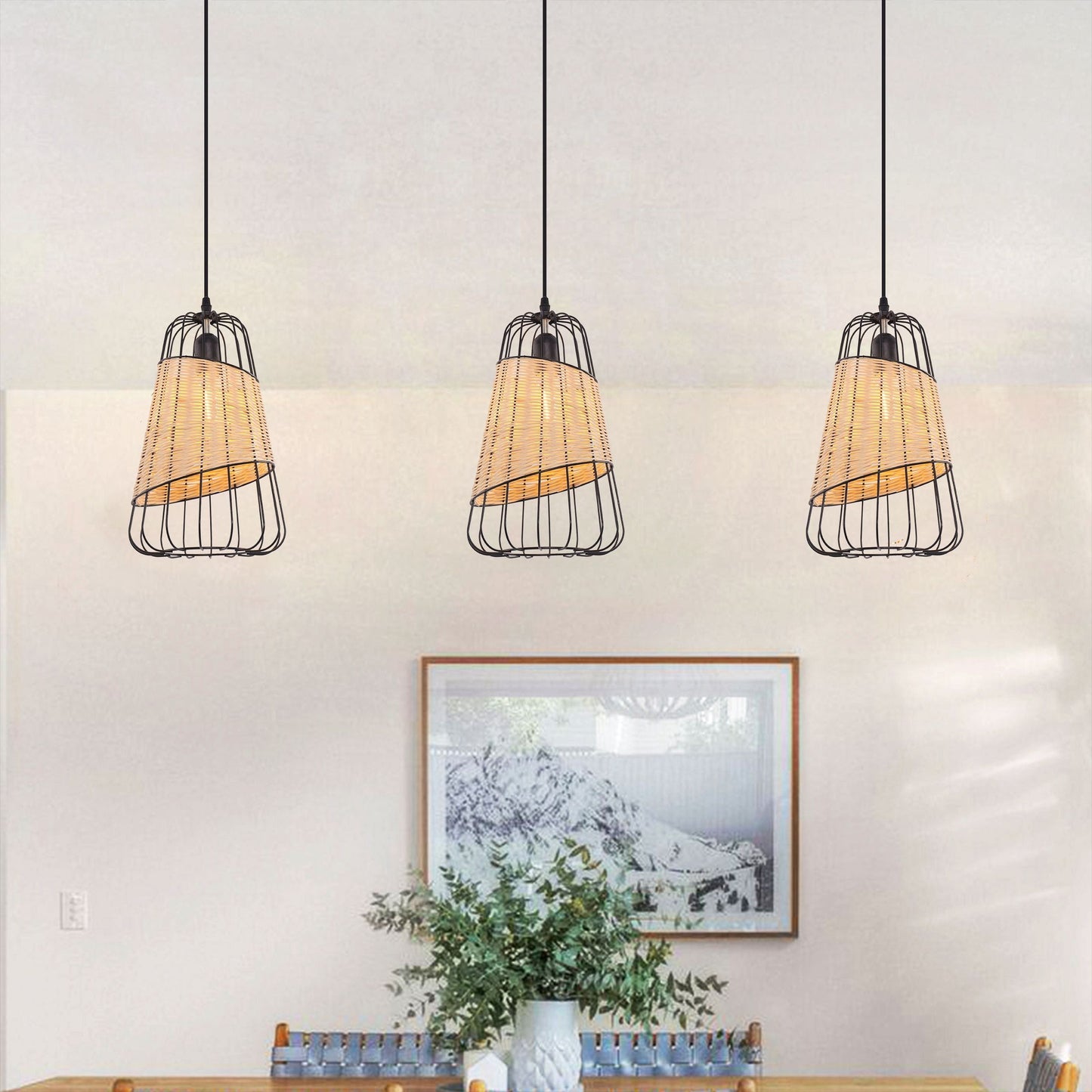Living Nest UK Lantern-Inspired Rattan Ceiling Light for Cozy Natural Elegance Living Nest UK