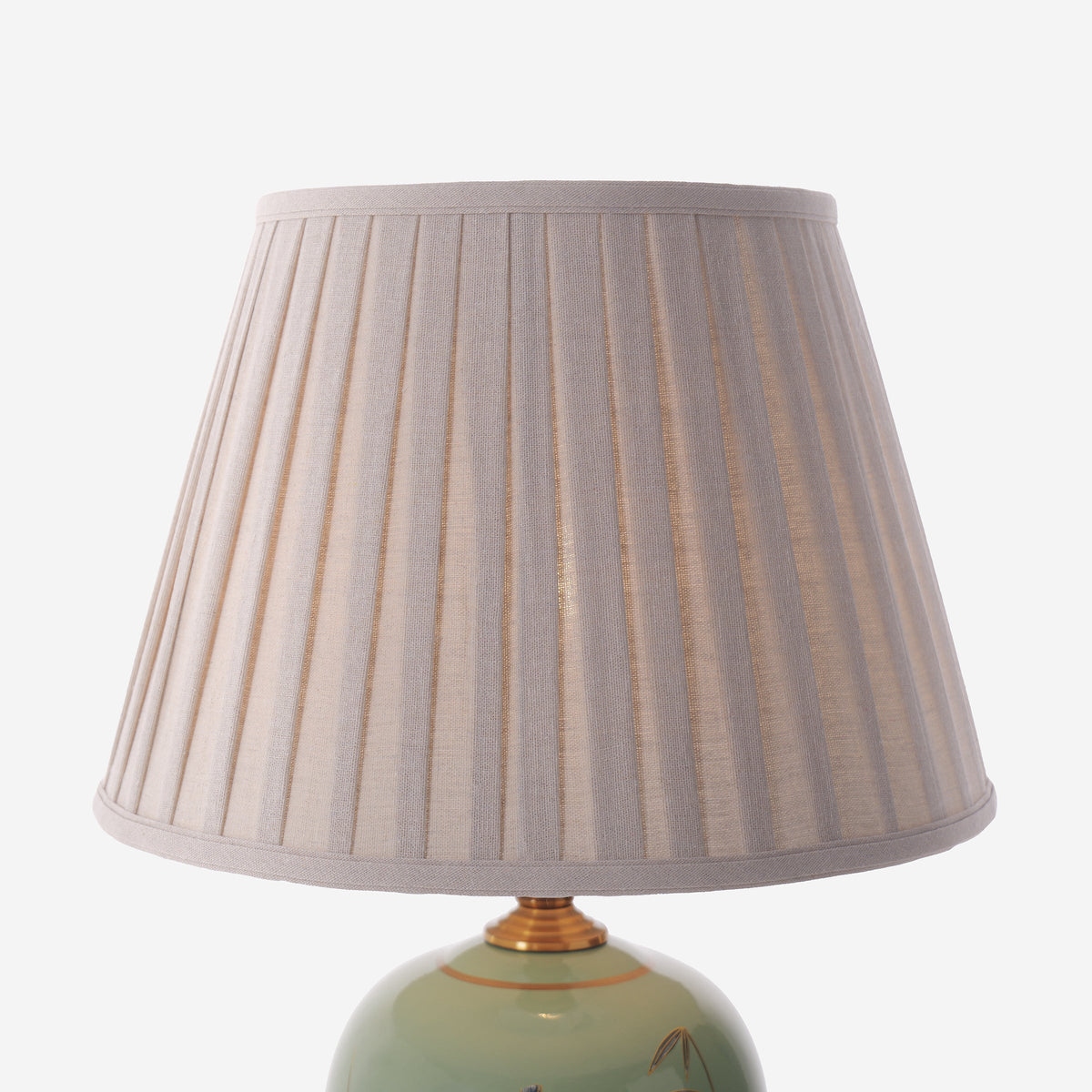 Green Bamboo & Bird Ceramic Table Lamp with Seamless Dimming