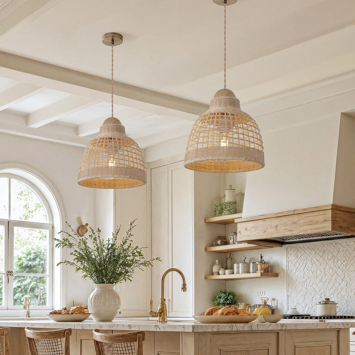 Lightsin Cella-Elegant Vintage Woven Rattan Minimalist Pendant Light Lightsin UK 