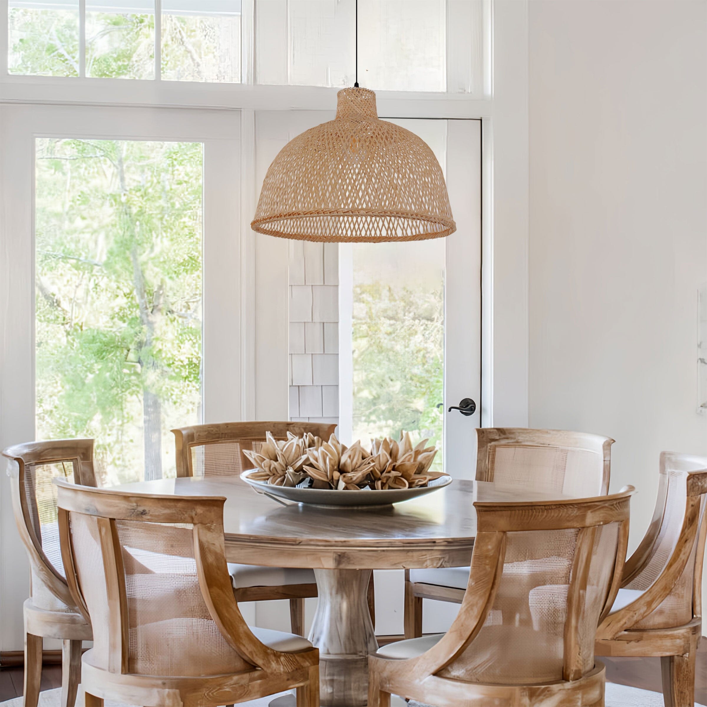 Living Nest UK Natural Bamboo Woven Dome Pendant Light for Cozy Spaces Living Nest UK