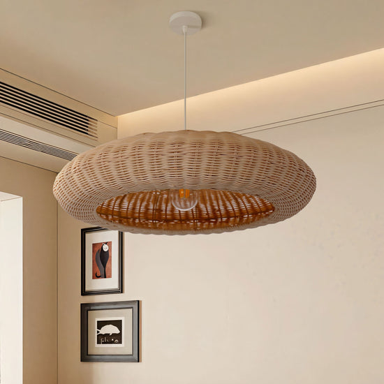 Lightsin Japanese Shell-Inspired Rattan Pendant Light Natural Serenity Lightsin UK 1 Unit 