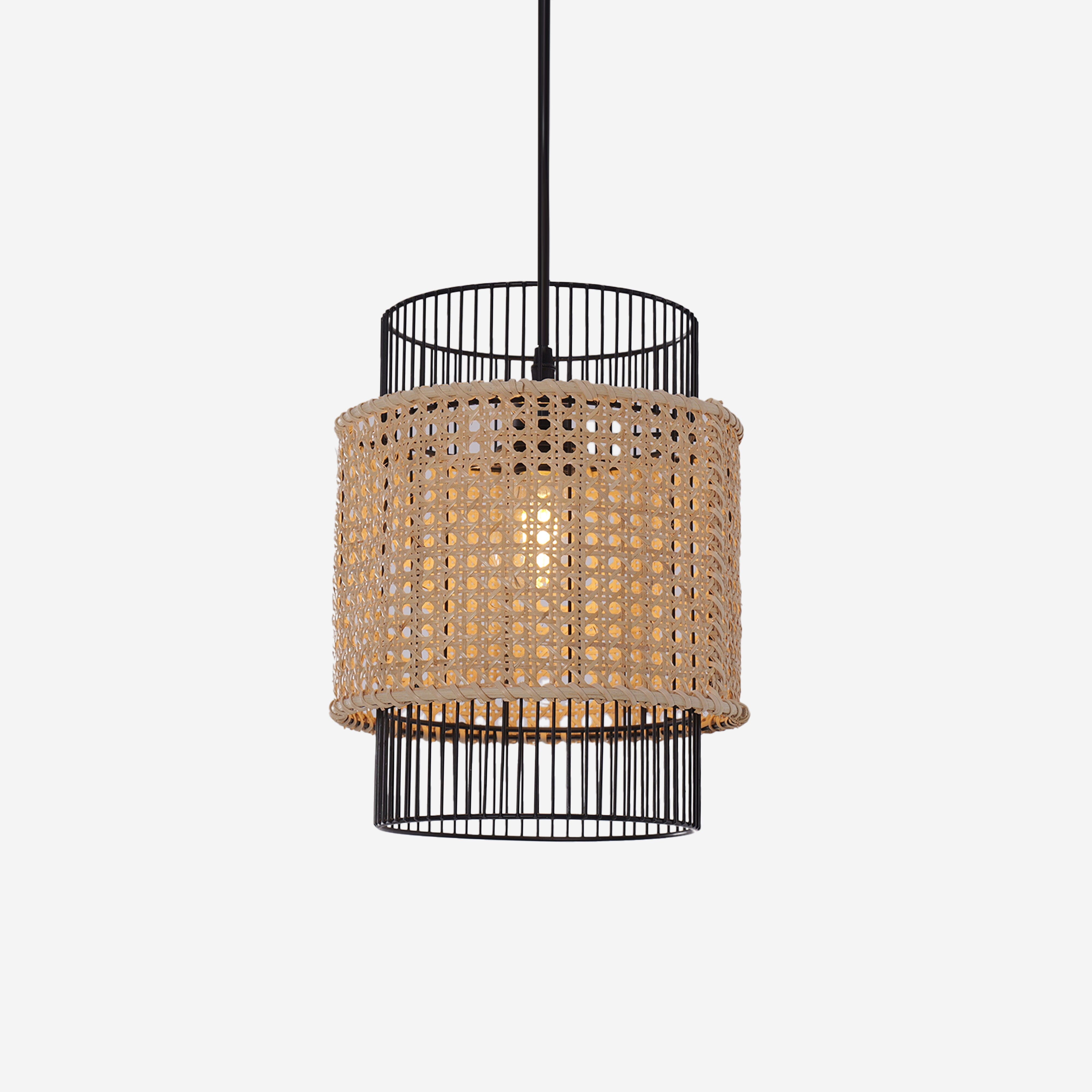 Lightsin Elegant Black Frame with Handwoven Rattan Pendant Light Lightsin UK 