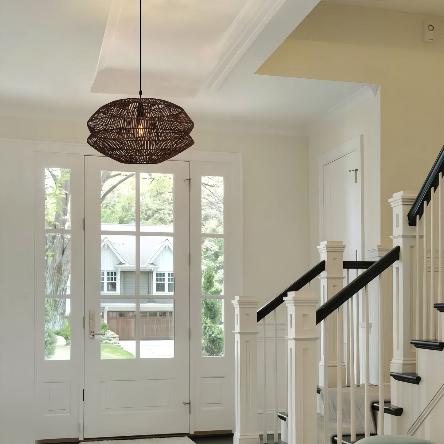 Lightsin Eco-Friendly Handwoven Rustic Farmhouse Rattan Pendant Light Lightsin UK 