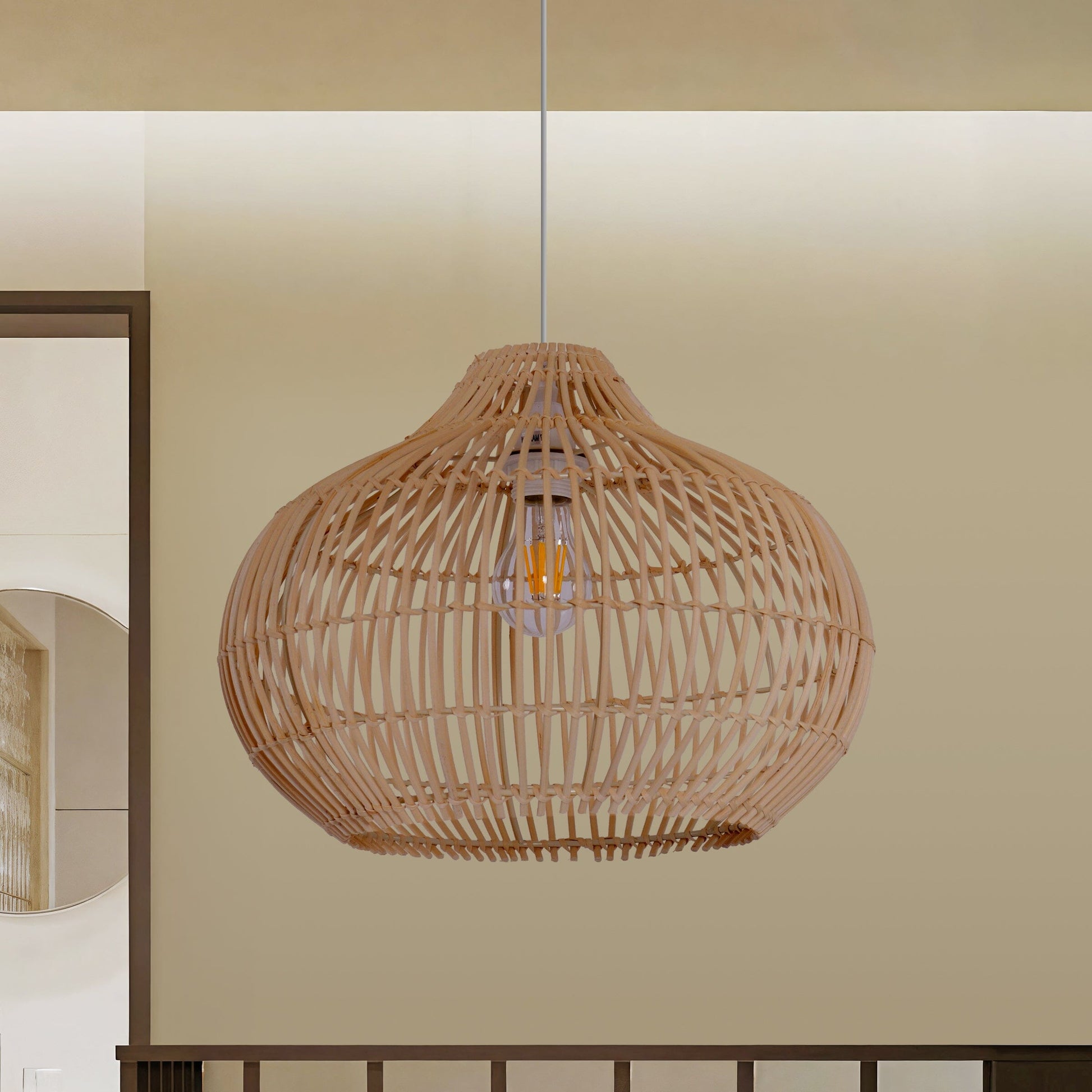 Lightsin Natural Bamboo Basket Shape Pendant Light Lightsin UK 1 Unit 
