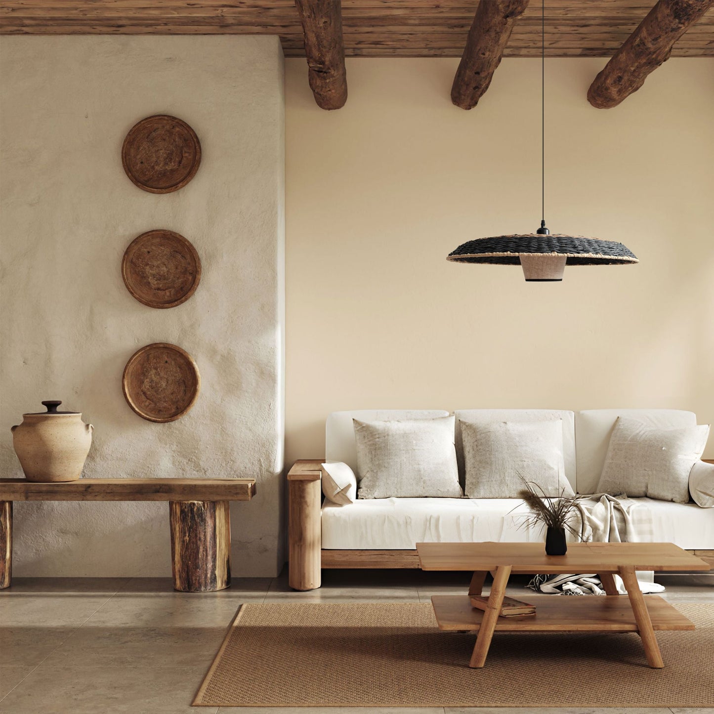 Living Nest UK Stylish Two-Tone Handwoven Pendant Light Fixture Living Nest UK