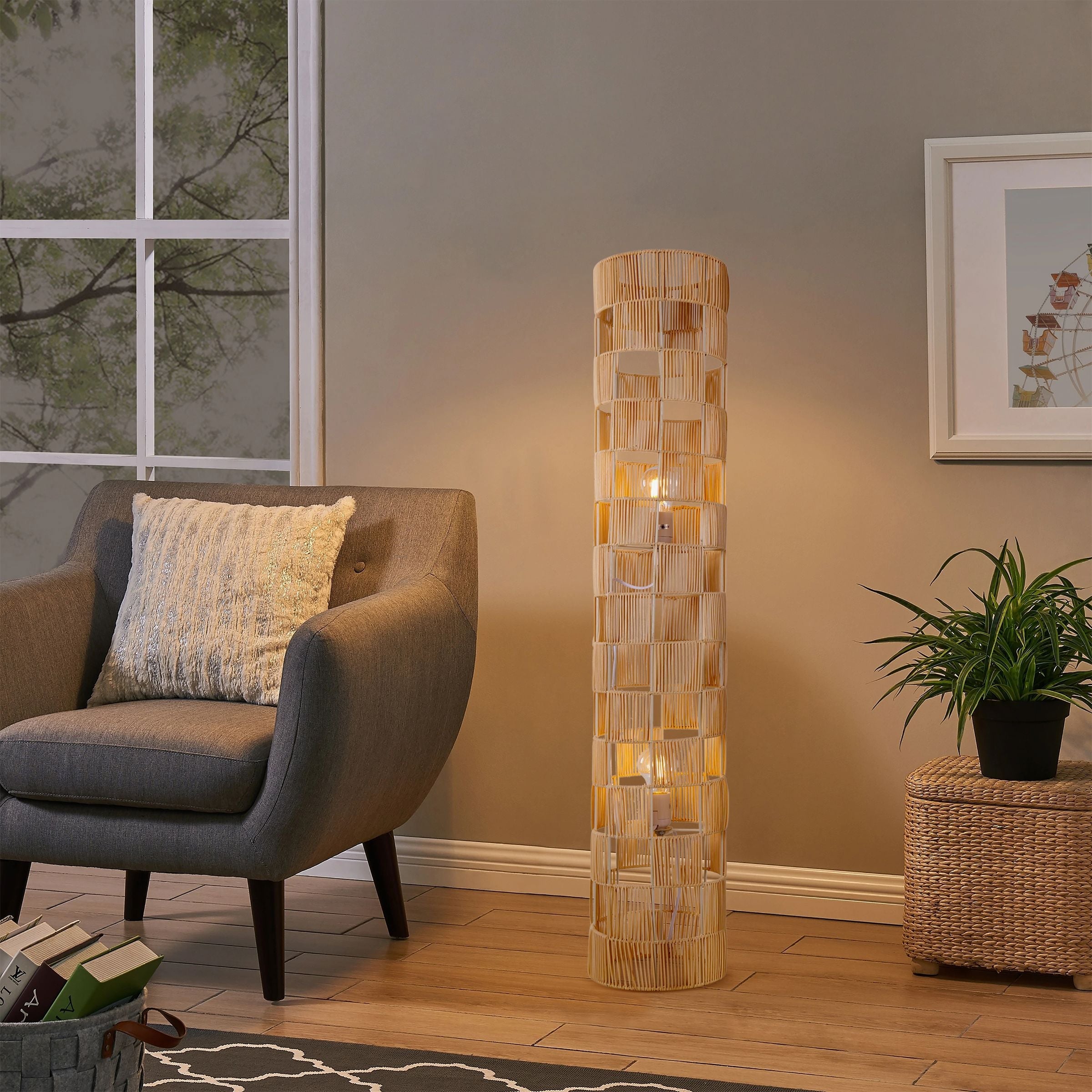 Lightsin Minimalist Square Hollow Rattan Floor Lamp Lightsin UK 