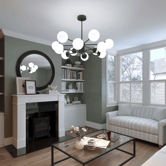 Cumulus - Modern Metal Chandelier Tubular Design Chandelier with LED White Shade