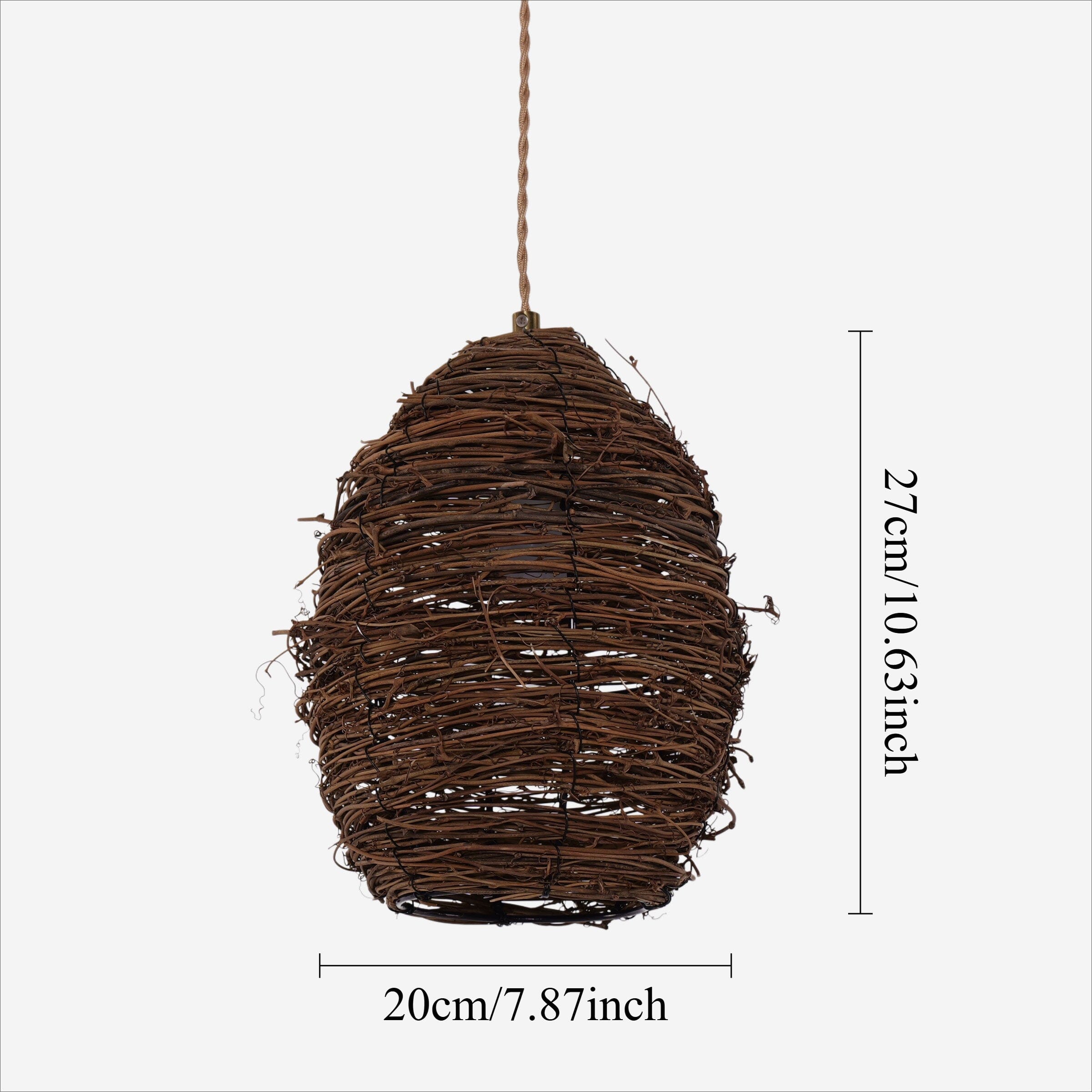 Living Nest UK Handcrafted Rustic Woven Rattan and Iron Pendant Light Living Nest UK