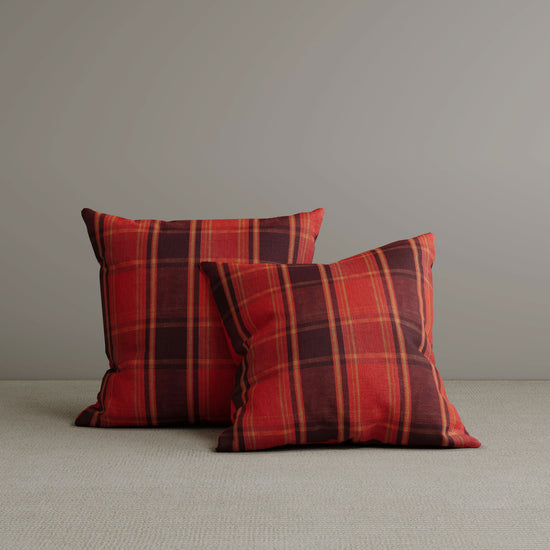 Square Exclusive Design Cushion in Autumn Spice Plaid Cotton Linen, 45*45CM Cottonfy UK 2 PCS 