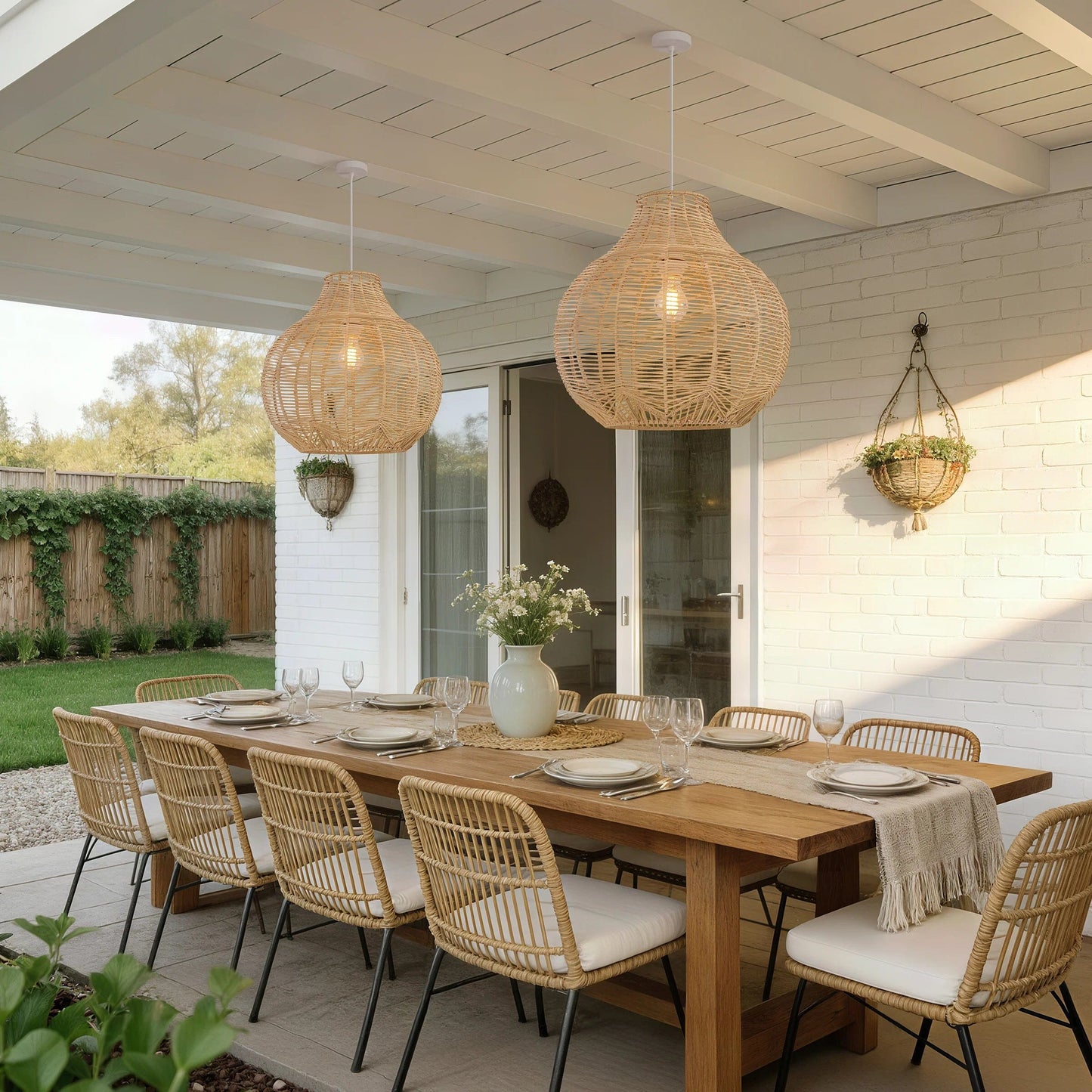 Lightsin Cella-Open-Gourd Japanese Rattan Pendant Light Lightsin UK 