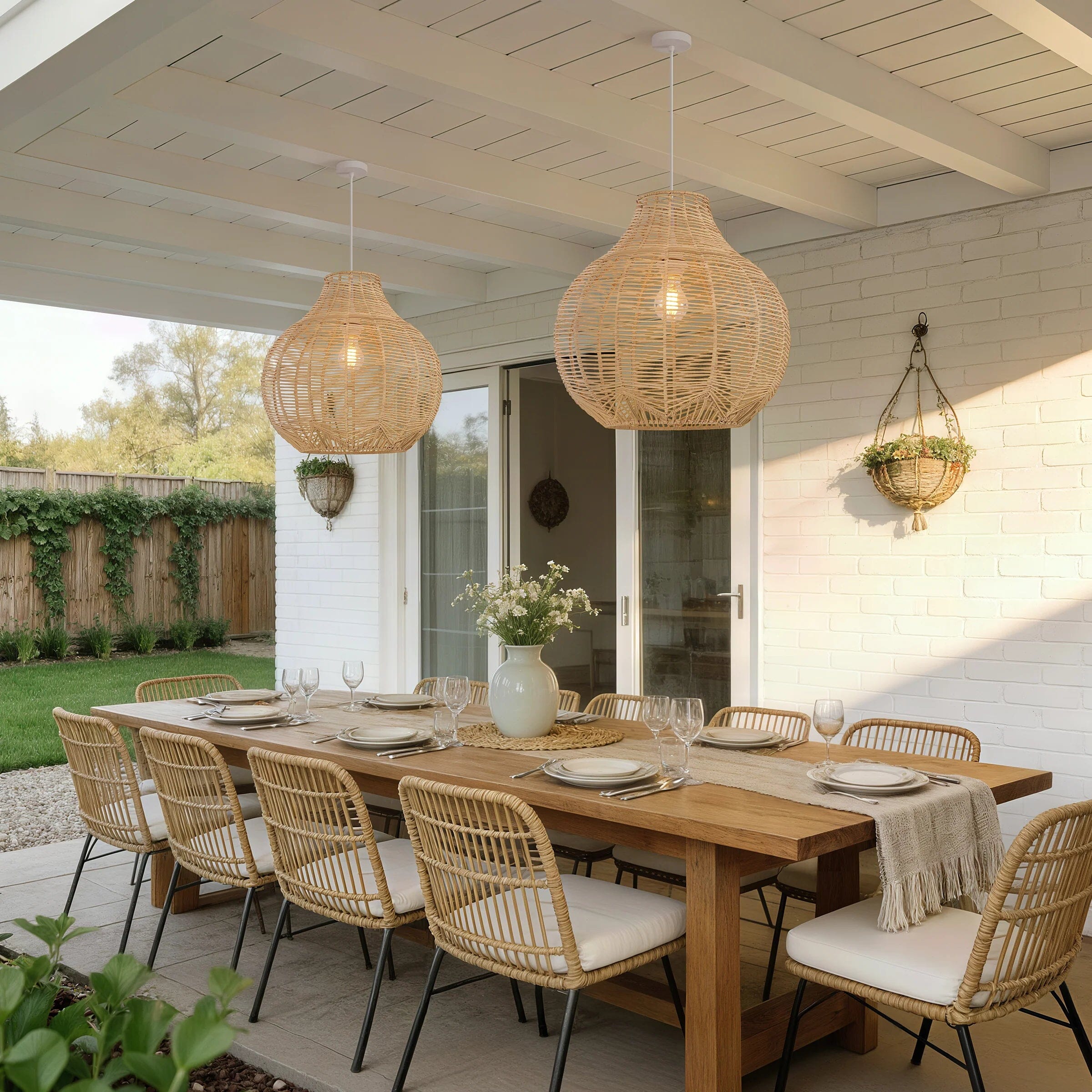 Lightsin Cella-Open-Gourd Japanese Rattan Pendant Light Lightsin UK 