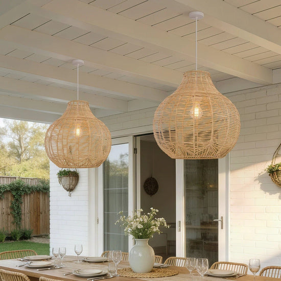 Lightsin Cella-Open-Gourd Japanese Rattan Pendant Light Lightsin UK 