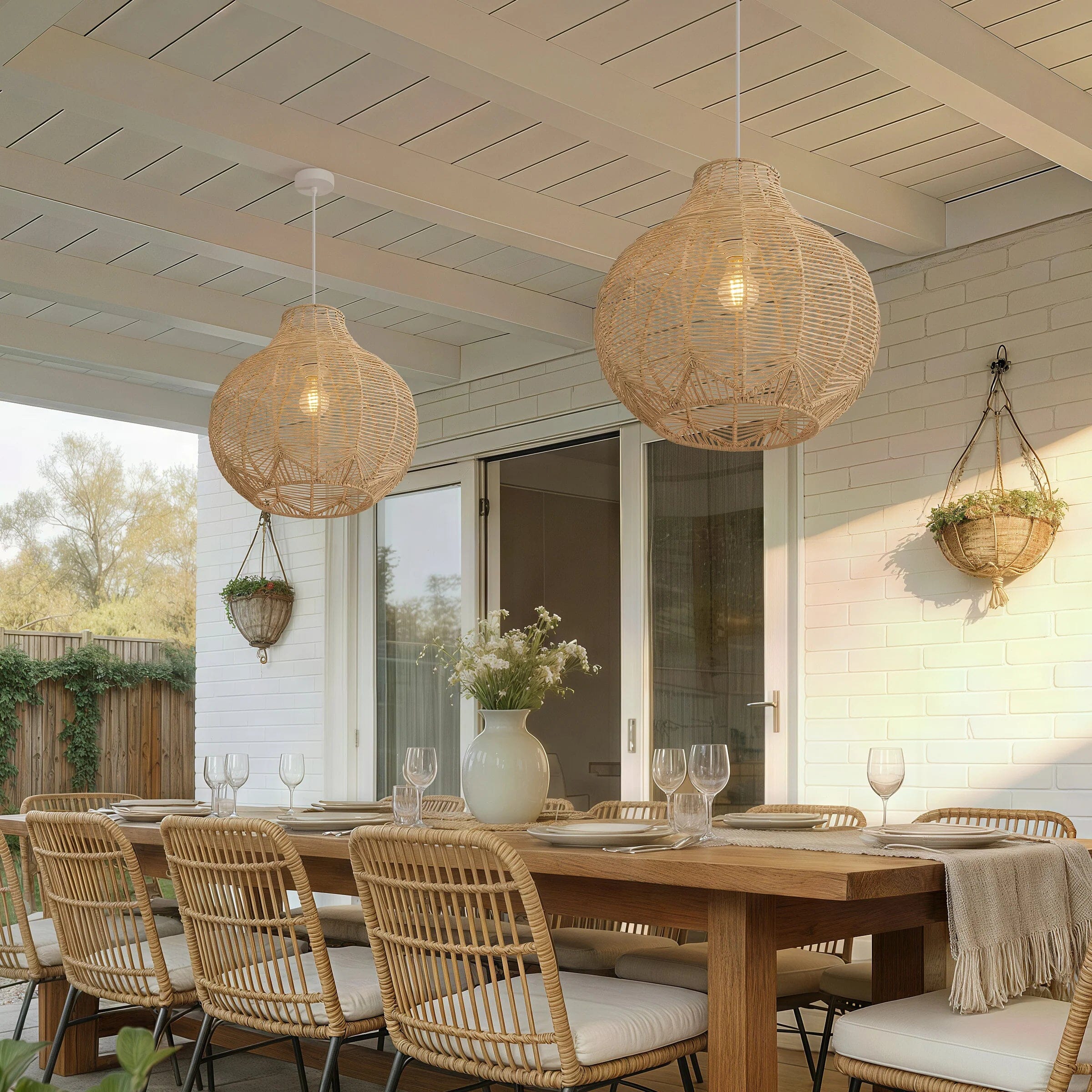Lightsin Cella-Open-Gourd Japanese Rattan Pendant Light Lightsin UK 