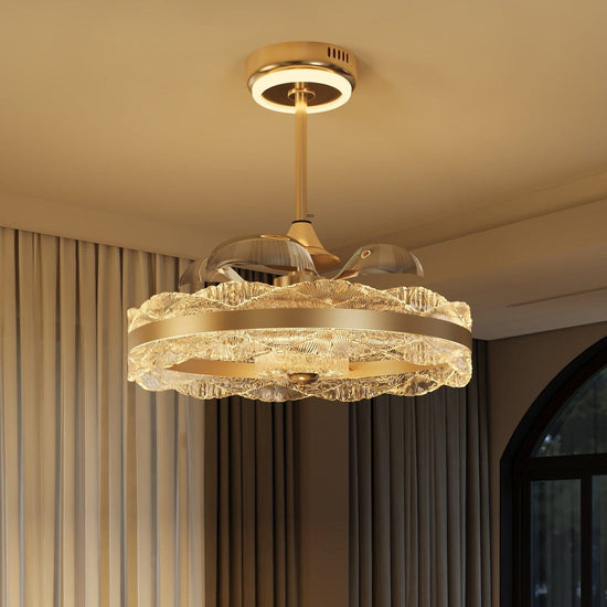 Lightsin Luxury Gold Frame LED Ceiling Fan Light with Retractable Blades Lightsin UK