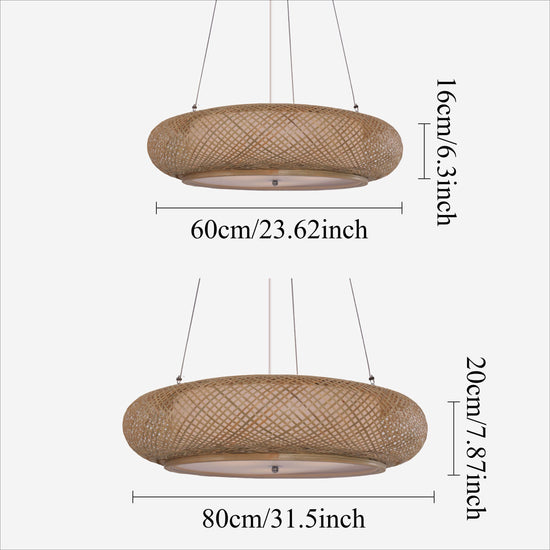60 cm and 80 cm bamboo pendant light size chart